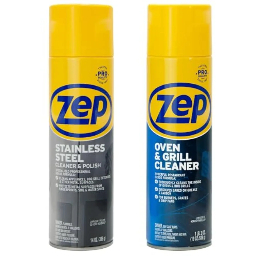 

Stainless Steel Cleaner Polish 14 oz 1 unit and Oven Grill Cleaner 19 oz (1 unit) ECBD004 - Kitchen Cleaning Made Easy for Appl