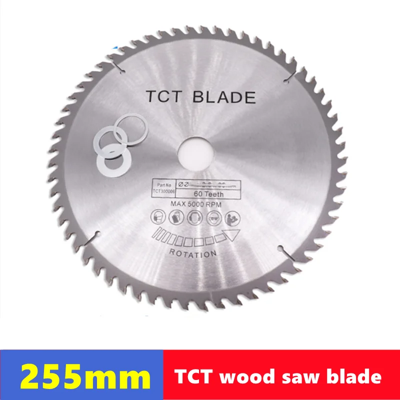 TCT woodworking saw blade 255mm aperture 25.4/30mm, 28T/60T hard alloy circular saw blade multifunctional cutting disc