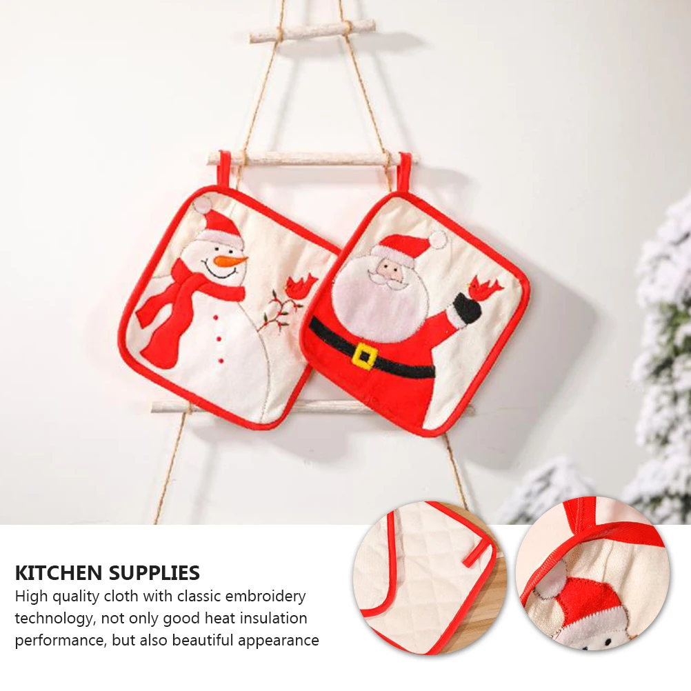 

2 Pcs Snowman Insulated Gloves Placemat Set Oven Pot Holders Kitchen Mitt and Christmas Heat-resistant Fabric Elder Pads