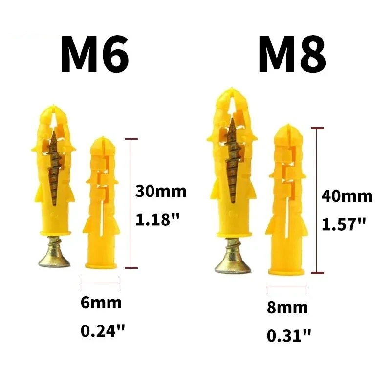 10/40sets Heavy Duty Drywall Anchor Screw Assortment Kit M6 M8 Galvanized Steel Fasteners Home Renovation Construction Projects