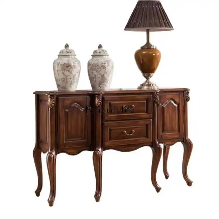 

American door solid wood porch cabinet living room storage decoration table against the wall cabinet