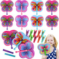 12pcs Handheld Butterfly Folding Fans Kids Birthday Party Favors Supplies Toy Foldable Fans Pinata Stuffers Toys For Baby Shower