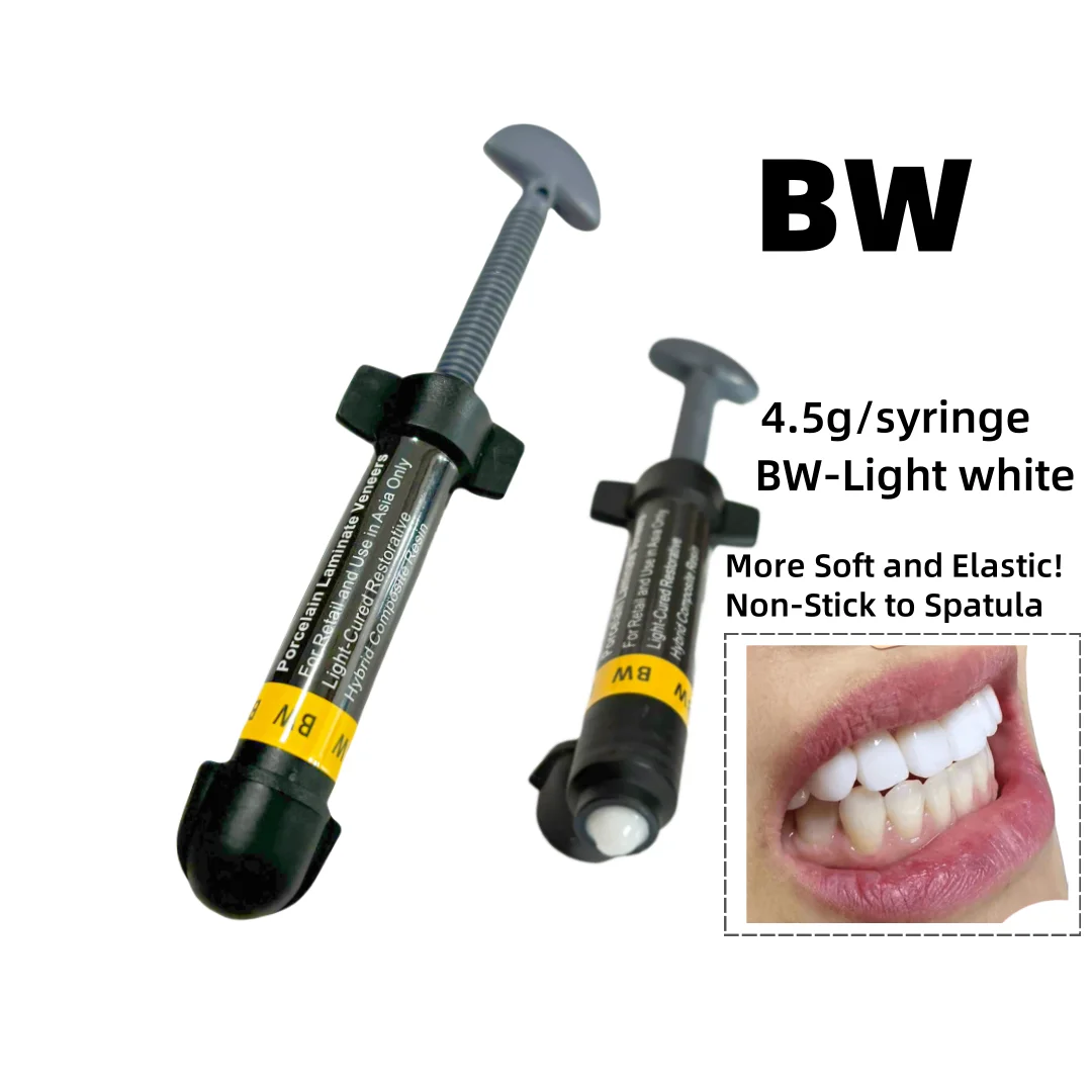 

2 Pieces Dental Veneer Composite Resin Whitening Veneers Brightest White Light Cure New Type BW Light White 4.5g/syringe