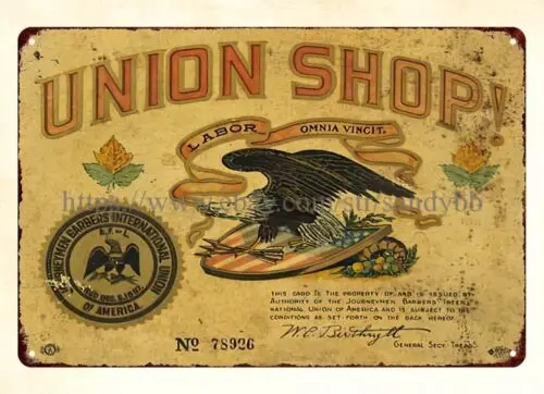 Union shop BARBER eagle metal tin sign home decor outlet