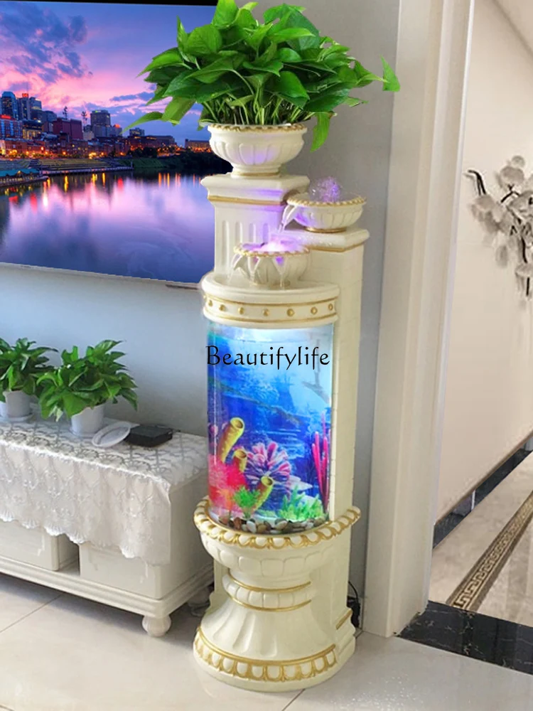 

European Fish Tank Living Room Small Vertical Semi-Cylindrical Floor Household Decorative Landscaping Fish Globe Aquarium