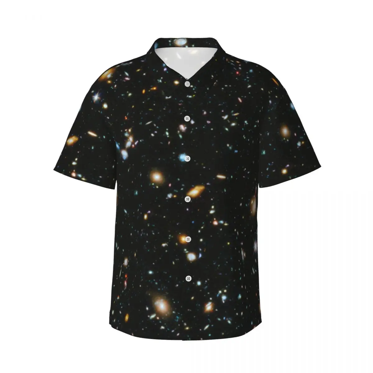 

Летняя рубашка Galaxy Star, мужские пляжные художественные звезды, космические черные повседневные рубашки с коротким рукавом, корейские модные блузки большого размера в стиле ретро