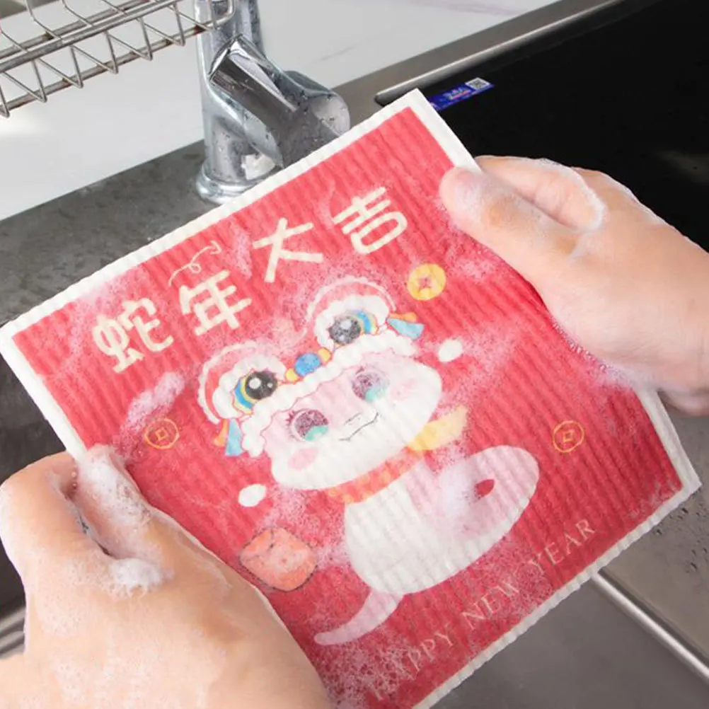 

2Pcs Wood Pulp Cotton Dish Towels Thick Absorbent Kitchen Washcloths for Washing Drying Cleaning Dishes and Wiping Counters