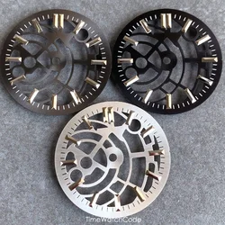 for NH35 NH36 NH38 NH70 NH71 NH72 Movement Watch Dial Face Hollow Dials Skeleton Accessories Metallic Silver Black Gray 29mm