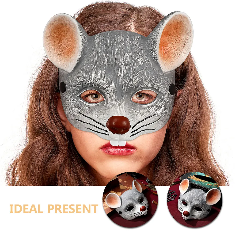 

2pcs 3D PU Foam Rat Mask Realistic Mouse Costume Animal Half Face Mask for Halloween Carnival Cosplay