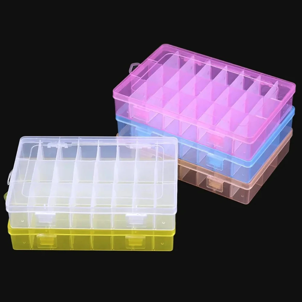 24 Slots Portable Jewelry Tool Storage Box Beads Ring Electronic parts Screw Earring Organizer Container DIY Trinket Platic Box