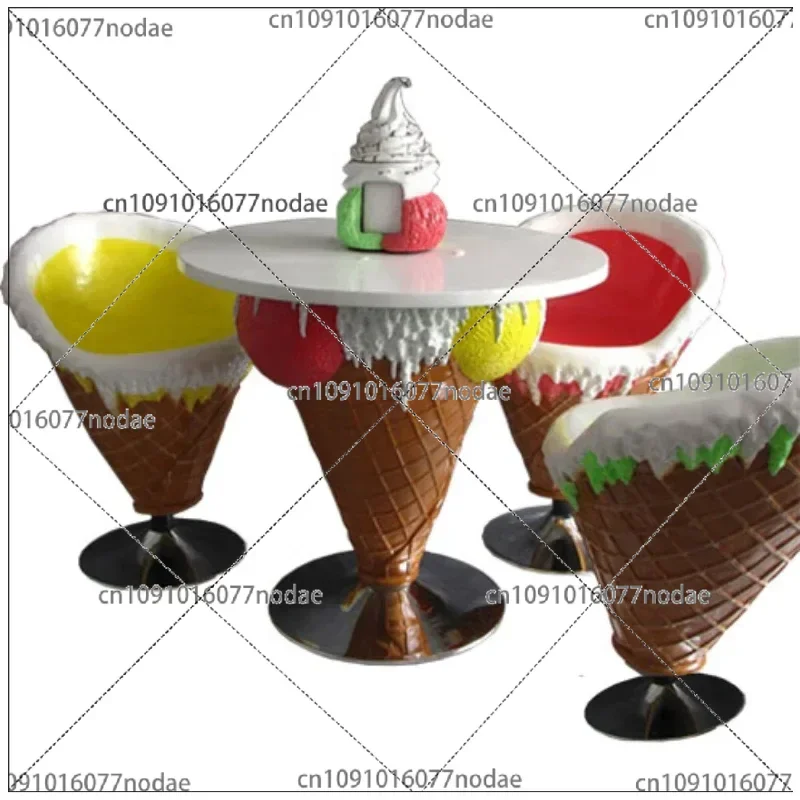 Outdoor Leisure Furniture Ice Cream Cone Chair and Table Set Restaurant Shop Furniture Shopping Mall Restaurant Rest Creative