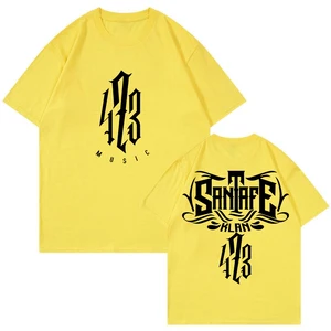 Santa fe kan camiseta 473 música todo y nada tour merch crewneck manga curta streetwear t das mulheres dos homens roupas de hip hop 10 principais vendas camisa de santa fe - №4