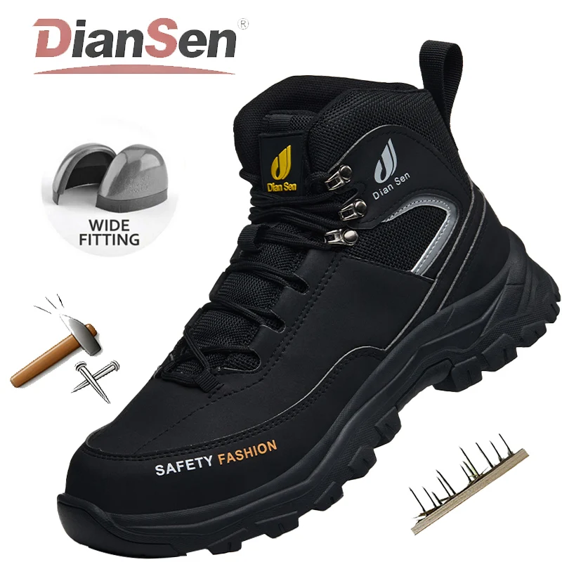 

Мужская рабочая обувь, защитные ботинки со стальным носком, противопрокольная, противоударная защитная обувь, мужская высокая промышленная обувь, промышленная обувь