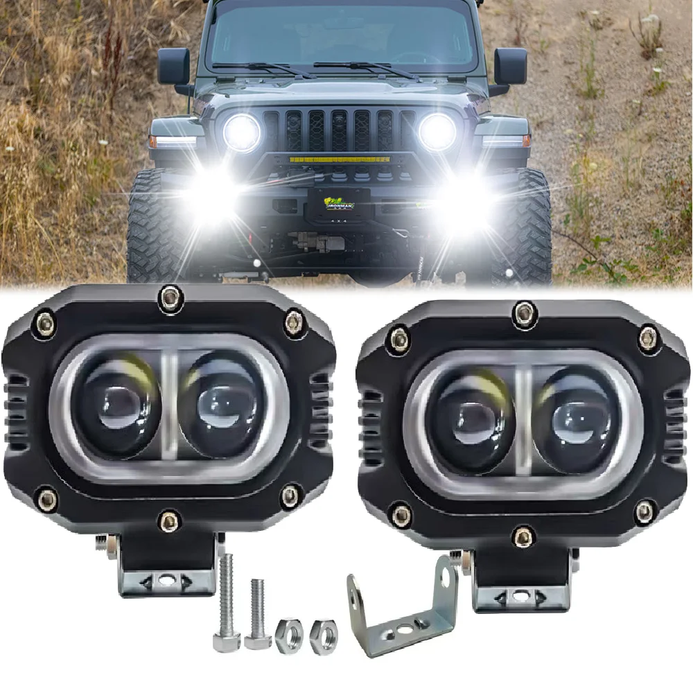 4 Inch Work Light Fog Driving Lights Bar LED Pod Lights Spot Flood Combo Motorcycle Spot Flood Beam 12V 24V DrivingFog Lamp