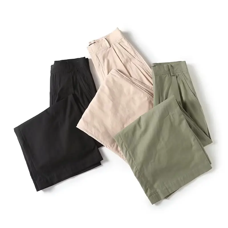 Maxdutti Multi-color Simple Casual Pants Ladies French Fashion Pants Women Cotton High Waist Pleated Harem