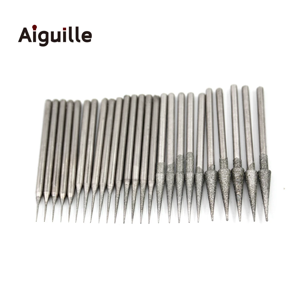 20 szt. Trzpienie 2.35mm 120 #   Diamentowe frezy szlifierskie 0.5-4mm, małe wiertła, końcówki do wiertarek diamentowych