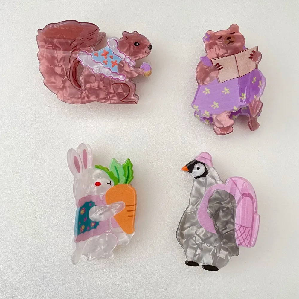 Creative Animals Cute Rabbit Hair Grab Penguin Exquisite Cartoon Hair Claw Squirrel Sweet Hairpin Daily