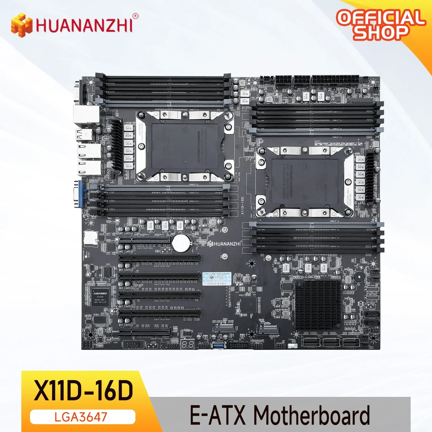 HUANANZHI X11D 16D LGA 3647 XEON X11D Motherboard support Intel XEON 1st and 2nd Gen Dual CPU Supports up to 2TB DDR4 RECC