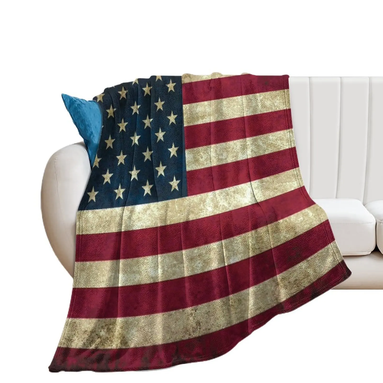 

Rustic Vintage American Flag - USA Throw Blanket Winter beds Furry Blankets