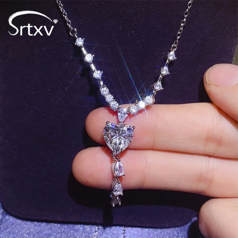 

3CT Moissanite Pendant Necklace Heart Cut S925 Silver Sparkling Neck Chain Women Party Engagement Wedding Gifts Fine Jewelry GRA