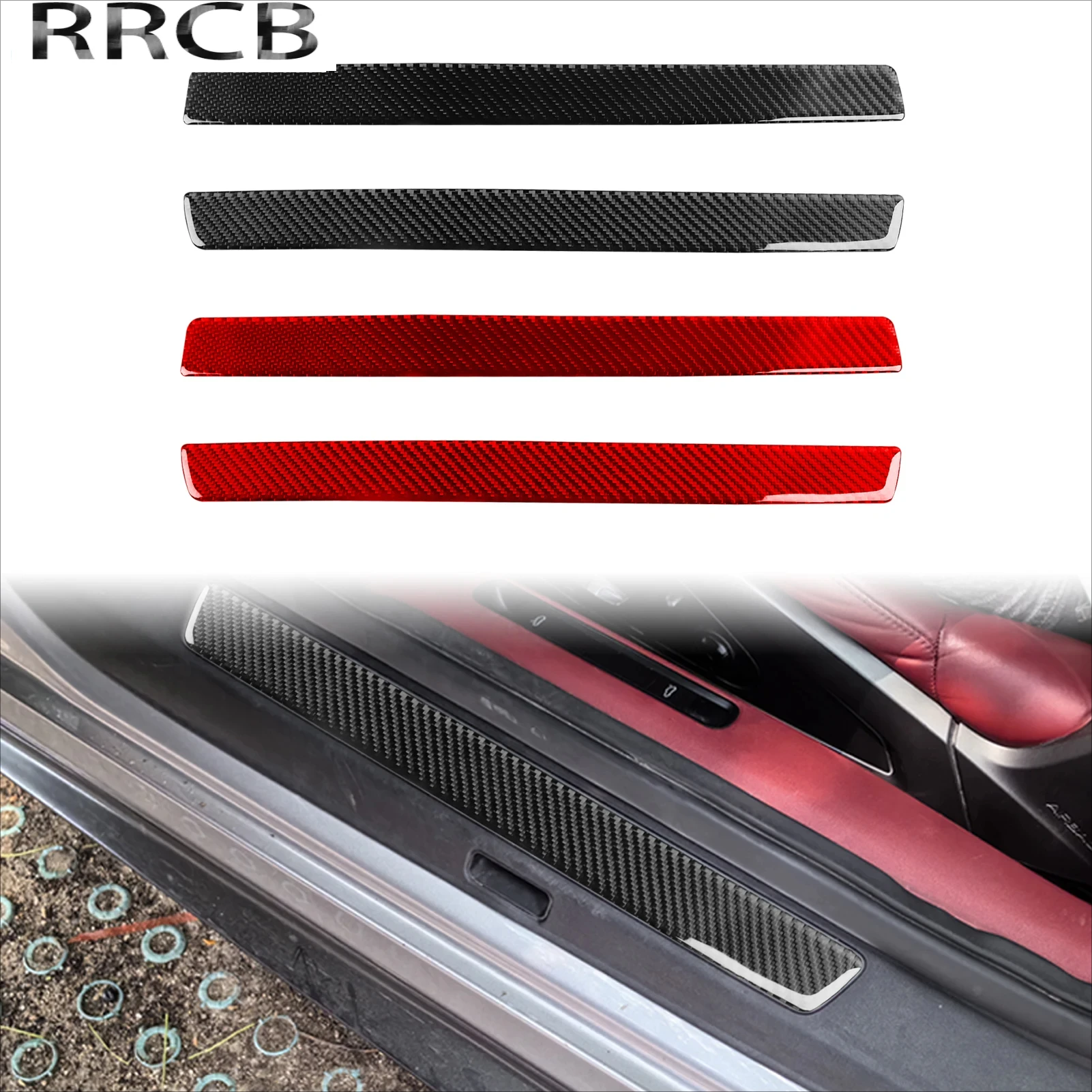 

For Porsche 992 911 2019-2024 Carbon Fiber Door Sill Threshold Bar Panel Car Interior Soft Cover Tuning Sticker Accessories Trim