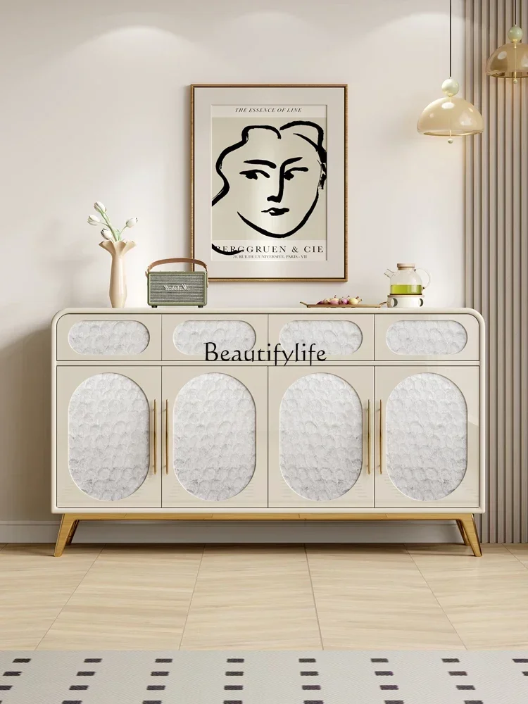 

03.Simple Modern Solid Wood Silent Style Hallway Storage Cabinet Retro Domestic Locker