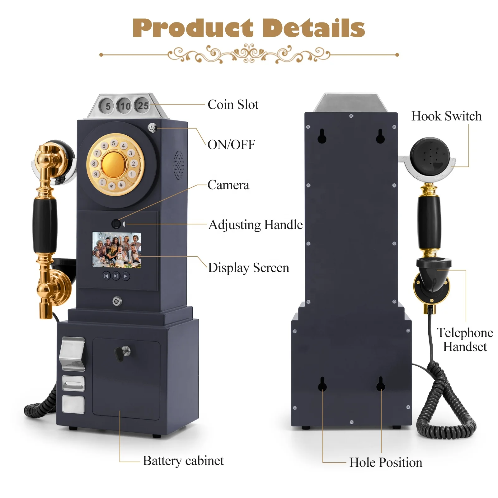 2025 New 1080P HD Video Audio Guest Book Wedding Payphone Wall Mounted Antique Phone Camera Birthday Graduation Party Guestbook