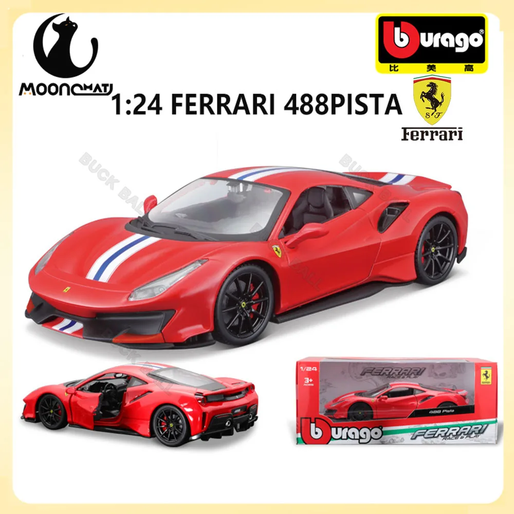 

Модель Автомобиля Ferrari 488 PISTA 1:24 Bburago, Коллекция спортивных автомобилей Ferrari, литой под давлением, роскошное украшение автомобиля, подарок на день рождения для мальчика