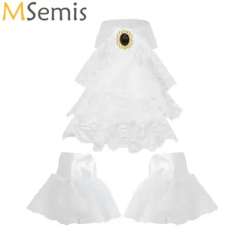 Gola de pescoço com babados, tule, gola de renda com babados, destacável, capa de pescoço renascentista, festa de palco para mulheres, acessório de fantasia