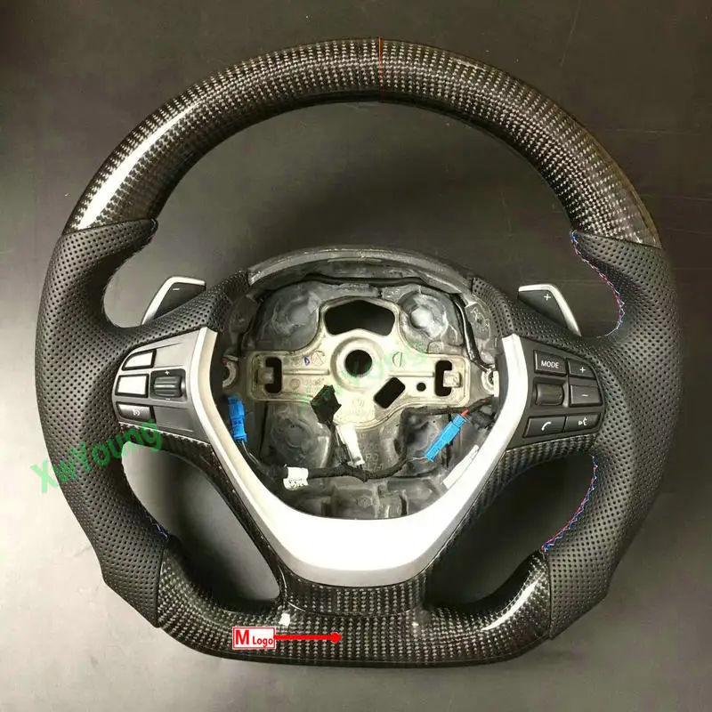 

For BMW F30 F35 F20 F22 F32 320 325 328 328i 335 100% Real Carbon Fiber Car Steering Wheel(With Paddle Shifter Holes)