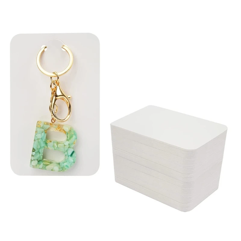 652F 50pcs Keychain Display Cards Keychain Card Hold Cardboard for Keyring Jewelry Display Packaging for Selling Retail Card