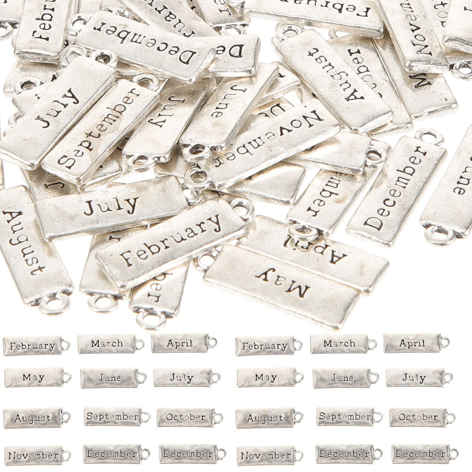 

50Pcs Twelve Month Charms Alloy Jewelry Pendants for DIY Necklace Bracelet Keychain Making Decorative Craft Accessories