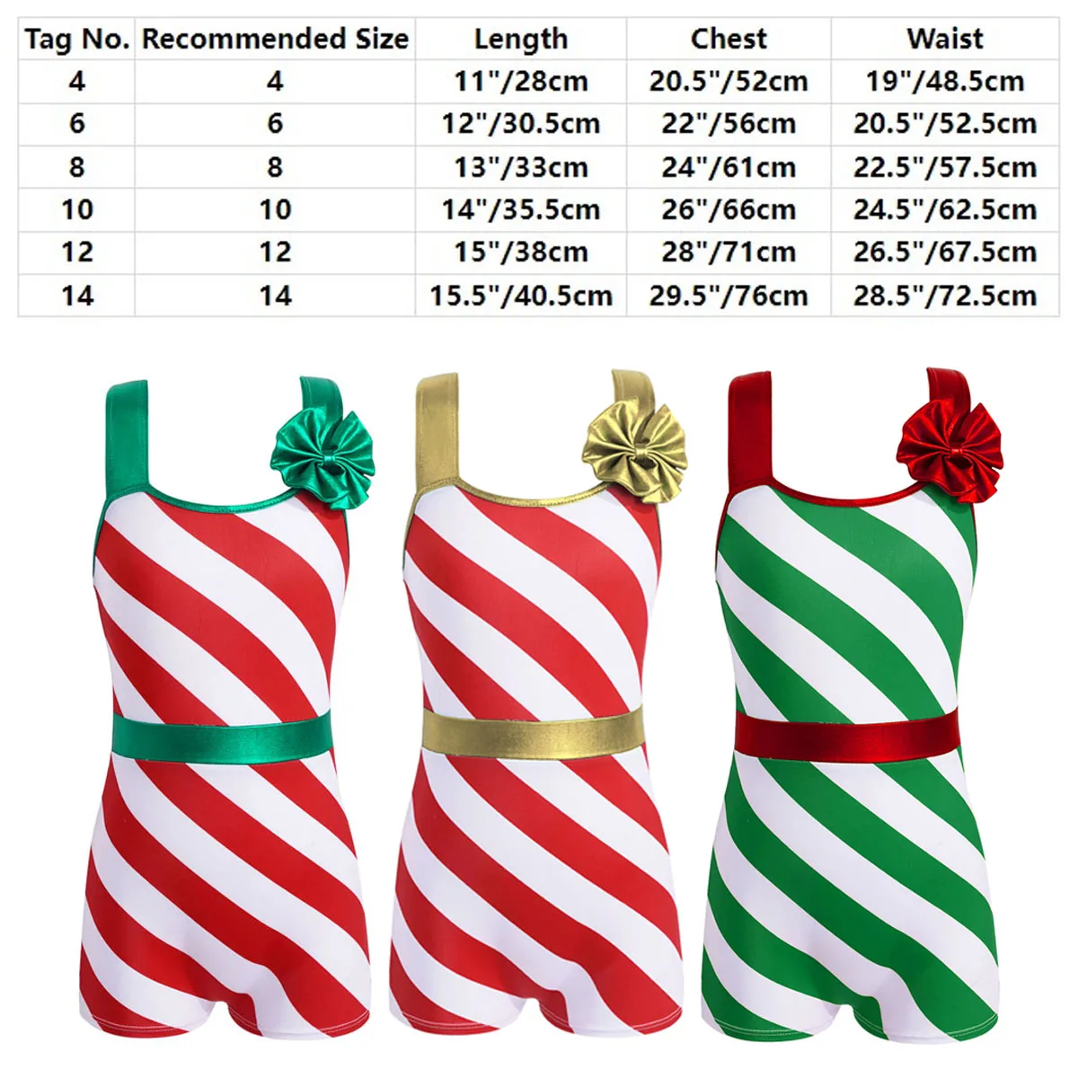 Candy Cane natale tuta tuta Costume bambini ragazze paillettes strisce natale Cosplay Fancy Dress Up Unitard Dancewear