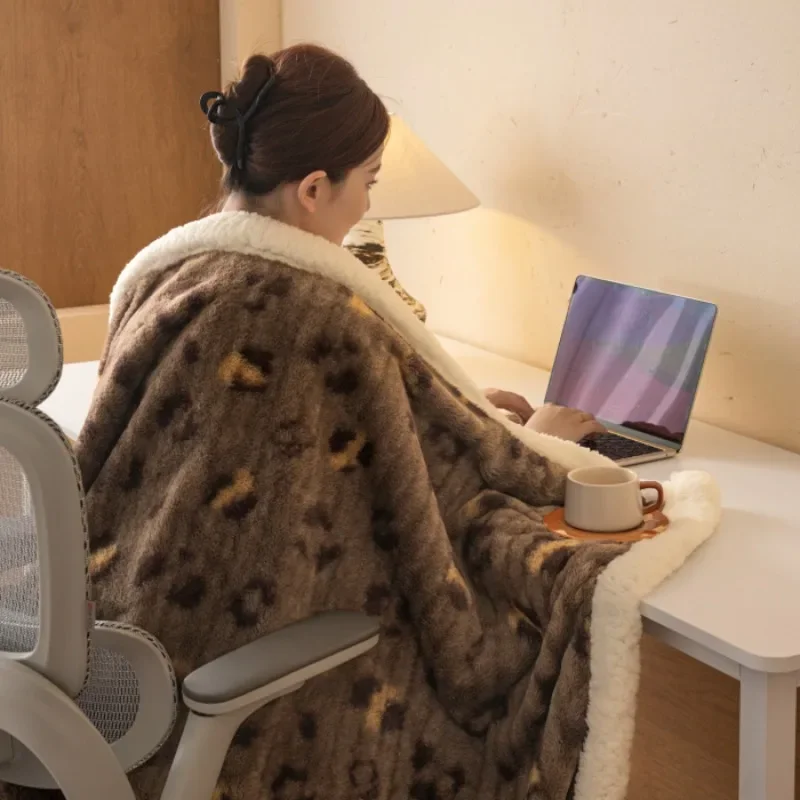 Luxury Double Layer Blanket with German Velvet Cashmere Like Lamb Wool for Sofa Warm Soft and Cozy for Autumn and Winter