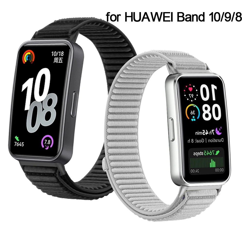 Uhrenarmband für Huawei Band 10 9 8, Zubehör, Ersatz-Handgelenkgürtel, Sport, Nylon-Schlaufenarmbänder, Correa, Huawei Band 10 Uhrenarmband