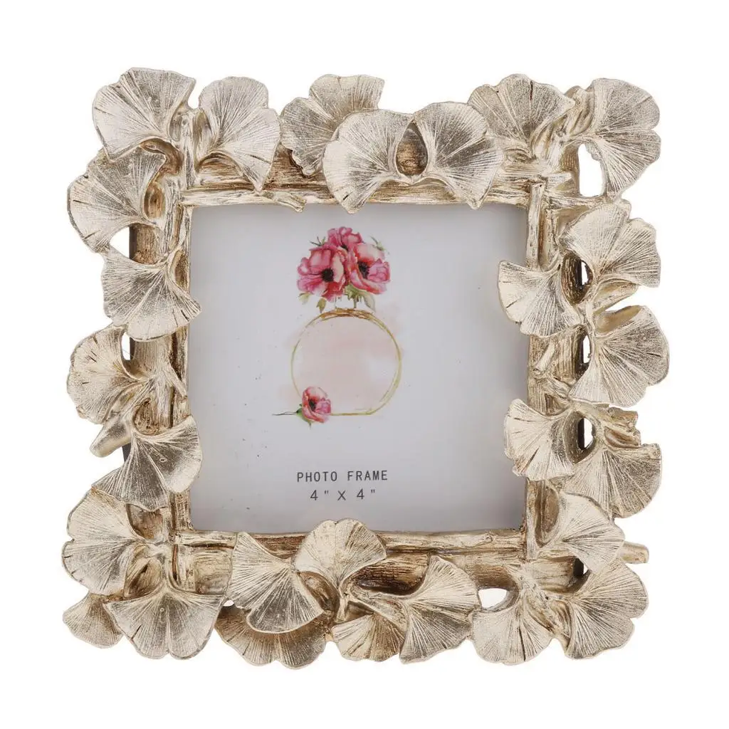 

Креативная золотая смоляная фоторамка в виде листьев гинкго для украшения дома