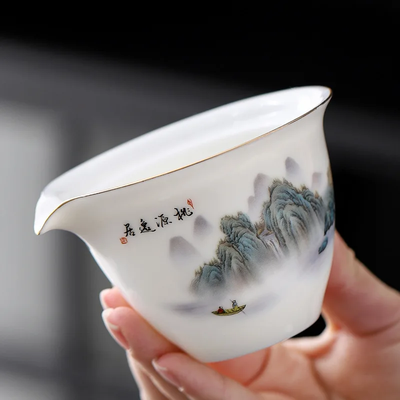 Zhaoyu White Porcelain Chinese Ceramic Travel Tea Set Portable Quick Cup Qianli Jiangshan One Pot Two Cups Tea Making Cup Gift