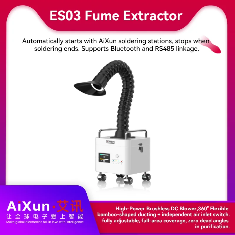 AIXUN ES03 مستخرج الدخان الذكي |   المزامنة التلقائية مع مكواة لحام |   ترشيح 3 مراحل