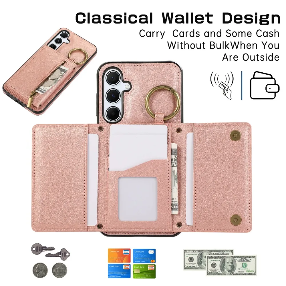 Etui z portfelem na kartę do Samsung Galaxy S25 Ultra S24 S23 FE Plus A55 A25 A35 A56 A36 A26 A16 5G Skórzany pokrowiec