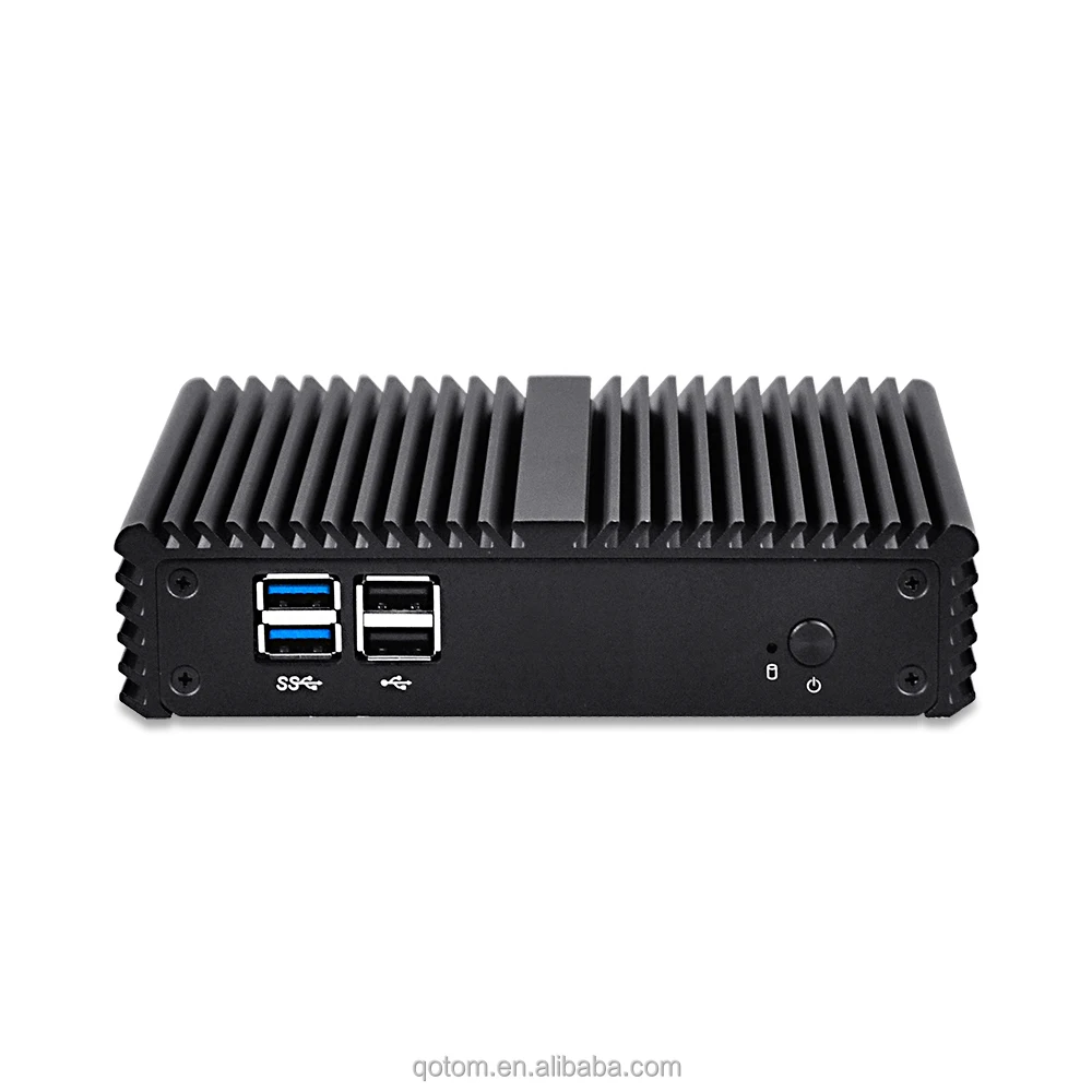 Qotom Mini Computer Q410S With Celeron Processor 3215U (2M Cache, 1.70 GHz, Broadwell), SIM Slot, Dual Display,Low Power Fanless