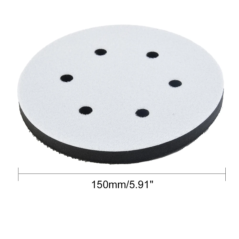 New White & Black Interface Pad Spong Pad Soft Interface Pad Spong Pad 150mm 6 Hole Disc Pad Foam Disc Hook&Loop