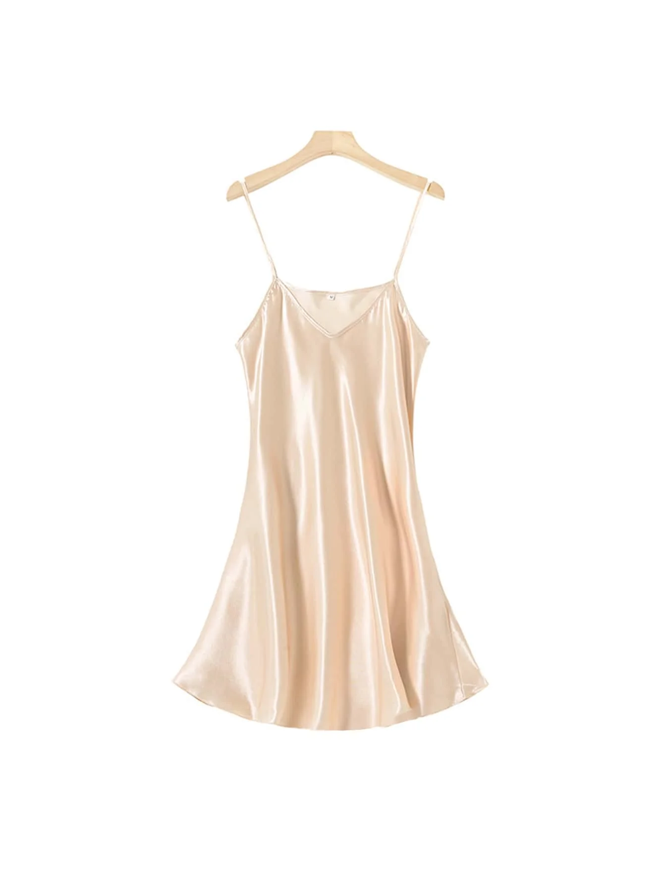 ZZH Thin suspender imitation silk nightgown sexy ice silk vest women bottom skirt for external wear