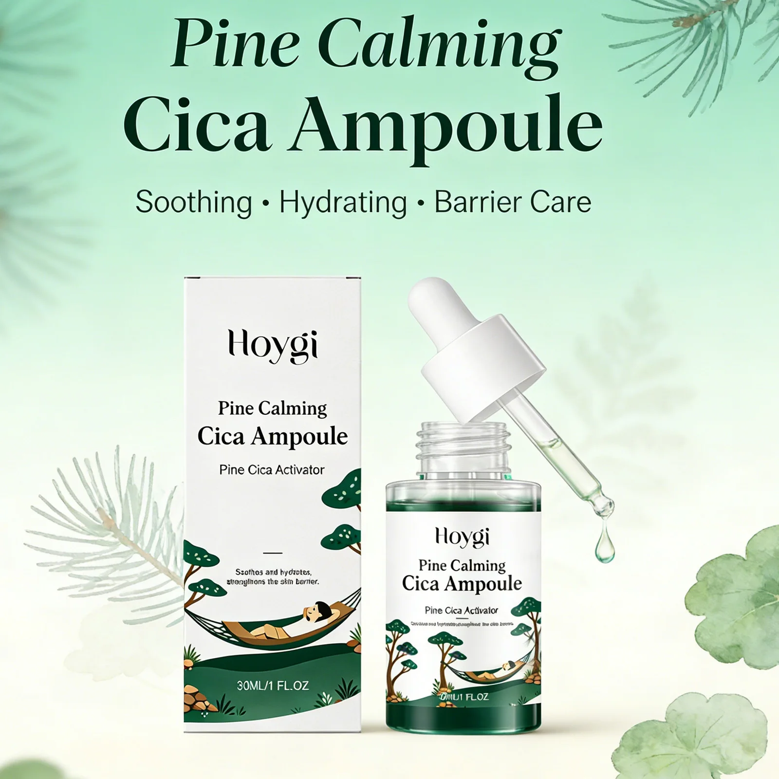 Pine Calming Cica Ampoule Hydrating Soothing Serum Hyaluronic Acid Skin Barrier Strengthening Calming Moisturizing DailySkincare