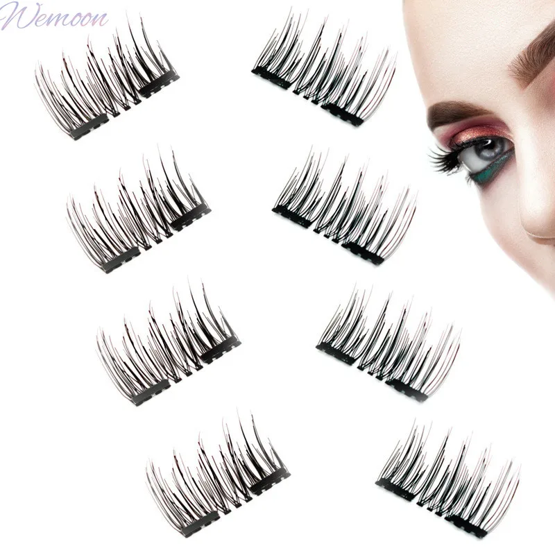 4/8pcs Magnetic Eyelashes with 2 Magnet Half Eye Natural Reusable Glue Free 3d Mink Fake Eyelash Extension Long Lasting Makeup