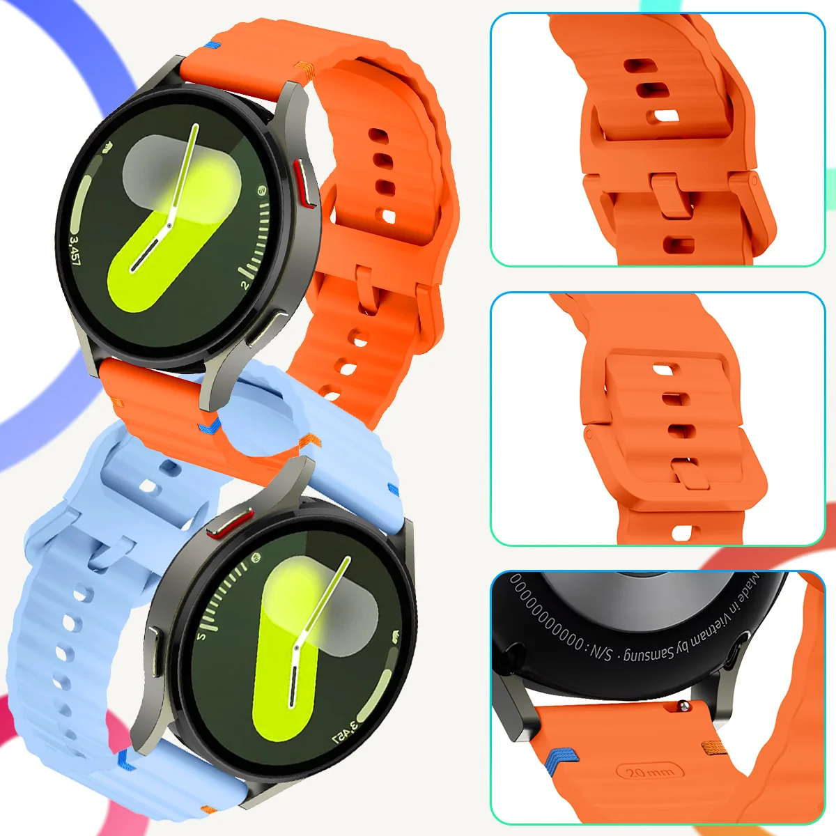 20mm 22mm Silicone Strap for Samsung Galaxy Watch 7 6 5 4 44mm 40mm 6Classic 43mm 47mm Bracelet for Huawei Watch GT6 4/3Pro Band