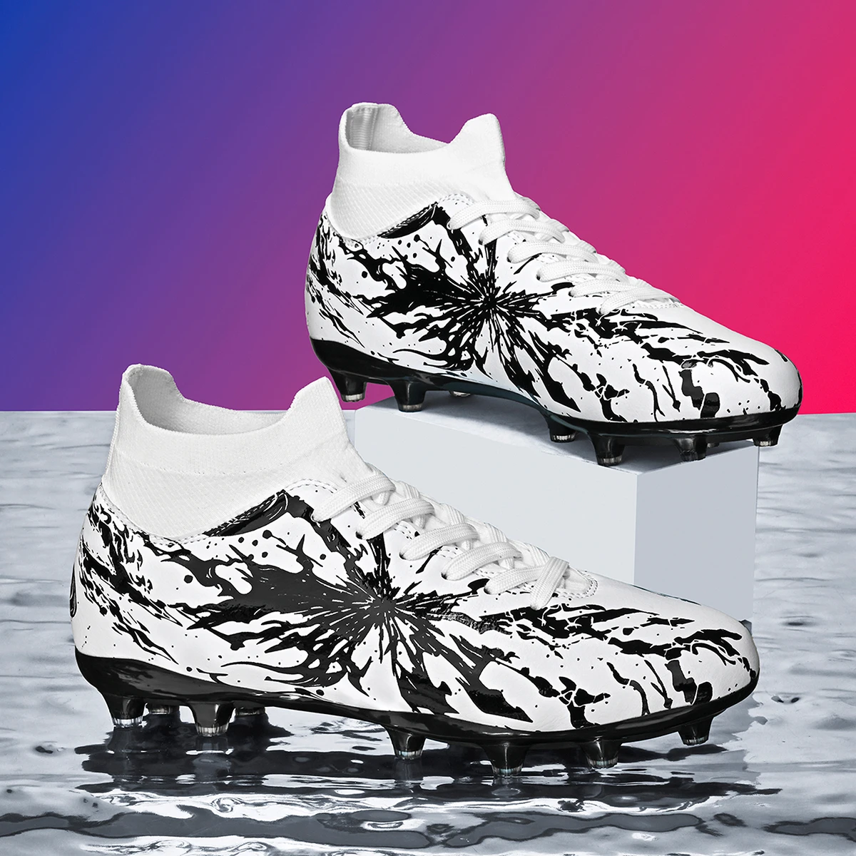 Men AG FG Football Cleats Soft PU Upper Reinforced Stud Structure For Adult Outdoor Lawn Football Match And Training