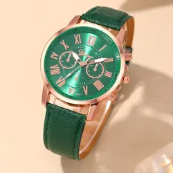 Reloj Mujer 2023 Fashion Women Watches Green Leather Quartz Wrist Watch for Women Bussiness Casual Watch Relogio Feminino