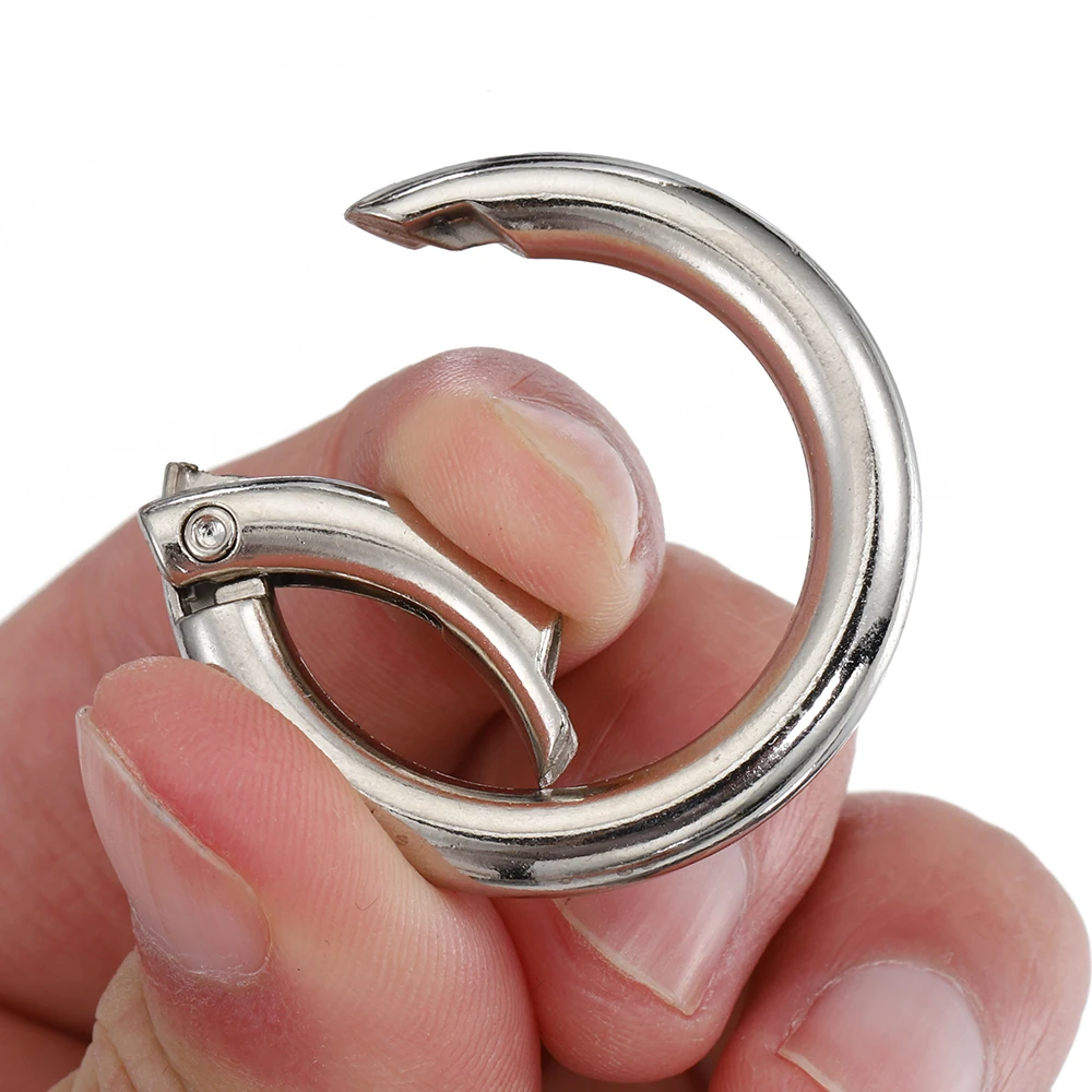 5pcs Spring Clasp Keychain Ring Steel Color Openable Round Carabiner Hook Buckle Bag Chain Connector for DIY Jewelry Making