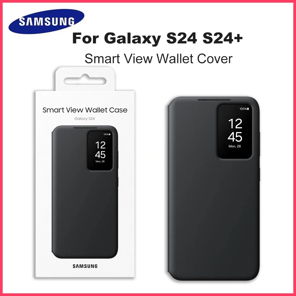 

Original for Samsung Galaxy S24 S24+ S24Plus Smart View Wallet Cover Card Slot Viewing Window Phone Case