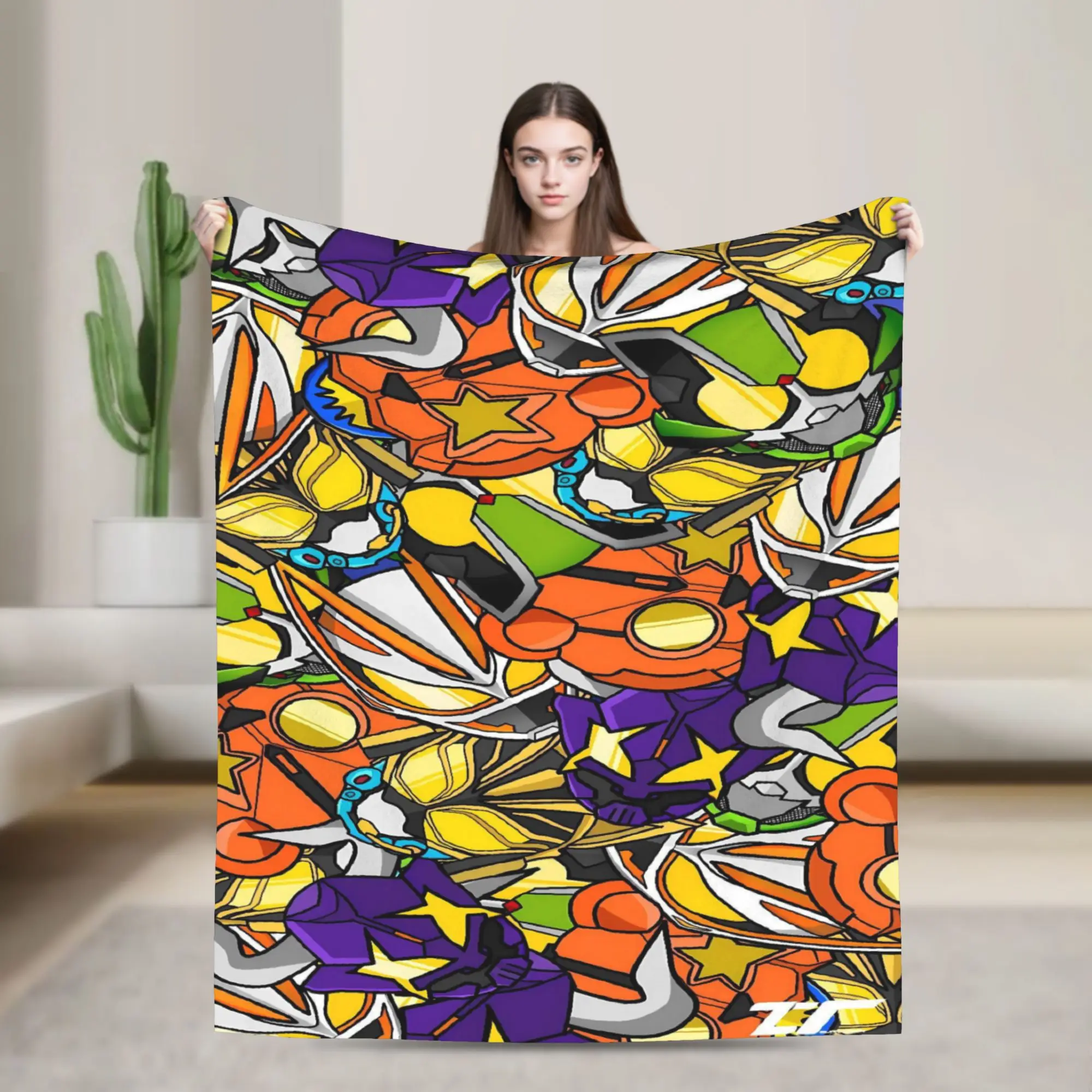 Vibrant Splatter Kamen Rider Blanket Quality Warm  Throw Blanket Winter Travel Office Couch Bed Funny Bedspread